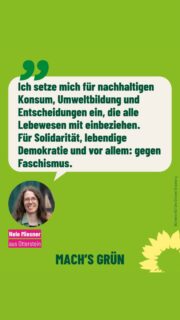 Unser Listenplatz 5, 
Nele Miesner, 
Jahrgang 2000 und damit im Kommunalwahljahr 26 Jahre jung…
…ist aufgewachsen in Otterstein, arbeitet in der Erwachsenenbildung und unterrichtet als Literaturwissenschaftlerin in Grasberg Deutsch als Zweitsprache. 
🌻
Nele ist damit ganz nah am Thema Integration und weiß auch um die Situation von Geflüchteten in unserer Gemeinde. 
🌻
Zusätzlich engagiert sie sich zusammen mit ihrer Schwester seit 2023 in Grasberg und umzu mit der Initiative Heute für die Zukunft. 
Dort organisiert sie in Grasberg Aktionen wie einen Wiesenflohmarkt, eine Pflanzenbörse und weitere Veranstaltungen, zu denen immer eingeladen sind. 
Dabei geht es oft auch um nachhaltigen Konsum und spannende echte Begegnungen  aller Generationen auf dem Dorf. 
🌻
Nebenbei kämpft sie im Gemüsegarten gegen Ackerbeikräuter und auf dem Papier gegen Schreibblockaden. 
🌻
Besonders wichtig sind ihr faire Bildungschancen für alle, ein buntes, vielfältiges Grasberg und transparente Entscheidungen.
🌻
Was sie bewegt, um für den Gemeinderat zu kandidieren erzählt sie Euch gerne selbst.
Wir freuen uns wenn, ihr Nele unterstützt mit einem 💚
und vielleicht sogar mit Eurer Stimme 🗳️
ℹ️:
Klar, das sieht man, wir hoffen es ist okay :
Unsere Beiträge werden (wie Alles im Kommunalwahlkampf) von uns selbst geschrieben und erstellt mit eigenen unperfekten  Ressourcen. 
(Agenturen und KI 🤖 können und möchten wir dafür nicht bemühen)

#ehrlich 
#nachhaltig 
#gemeinsam
#grasberg 
#grünegrasberg