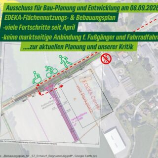 Warum hat unser Fraktionsmitglied Jörn Schumm beiden Beschlussvorschlägen am 08.09.2026  nicht zugestimmt?

Seit der letzten Beratung im April hat sich auch dank seiner Arbeit, durch erfolgte Beteiligungen und dank der Verwaltung und des Investors einiges zum Positiven bewegt👏🏻

Mehrere wichtige, und auch unsere Anregungen wurden inzwischen aufgegriffen:

– Die rückwärtige Fuß- und Radverkehrsanbindung wurde konkretisiert und kann dank Investor in Zusammenarbeit mit der Gemeinde realisiert werden ✔️ 
– Für die Entwässerung liegt ein umfangreiches nachvollziehbares Konzept vor ✔️ 
– Bei Begrünung und Ausgleich wurden Verbesserungen vorgenommen ✔️ 

Eine sichere Fuß- und Radwegeverbindung auf der marktseitigen, südlichen Seite der Wörpedorfer Straße ist aus unserer Sicht noch nicht verbindlich genug abgesichert.

(Der Markt wird nach jetzigem Stand für Fußgänger 🚶 👨‍🦼 und  Radfahrende 🚴🏻‍♂️ an der Wörpedorfer Straße  lediglich über den bestehenden Radweg und eine Querungshilfe ohne Zebrastreifen in einer 70er-Zone 🚗 erreichbar sein (siehe Skizze) 

Eine wünschenswerte marktseitige Zuwegung ist nach aktuellem Stand nicht realisierbar. 

Genau diese Verbindung hatte @joernschumm bereits im April als Voraussetzung für seine Zustimmung genannt.

Deshalb gilt: 
Kein grundsätzliches Nein zum EDEKA-Markt – aber ein Nein zum aktuellen Planungsstand, solange eine sichere Erreichbarkeit für Fußgänger und Radfahrer an der Wörpedorfer Straße nicht verbindlich auf der Marktseite geregelt ist.

Da Zeitungsbericht und Niederschrift die Beweggründe nur teilweise wiedergeben, zeigen wir euch mit unserer Skizze, worum es uns konkret geht, und veröffentlichen zusätzlich Jörns vollständigen Wortbeitrag auf unserer Homepage (Link im Profil) 

💬 Politik muss auch dann glaubwürdig bleiben, wenn eine Entscheidung unbequem ist.

ℹ️ Die Beschlüsse wurden gefasst -mit einer Gegenstimme-

Was denkt ihr über die Planungen? 
#grasberg
#gemeinsamfürgrasberg 
#barrierefreiheit 
#ausschussarbeit 
#eskönntallessoeinfachseinistesabernicht